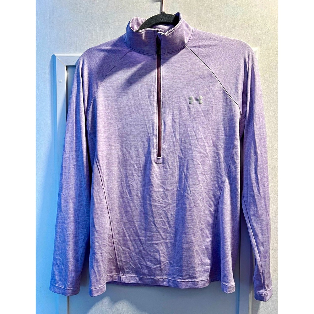 Under Armour HeatGear Womens M Purple Loose Fit 1/4 Zip Mock Neck Pullover 38x24